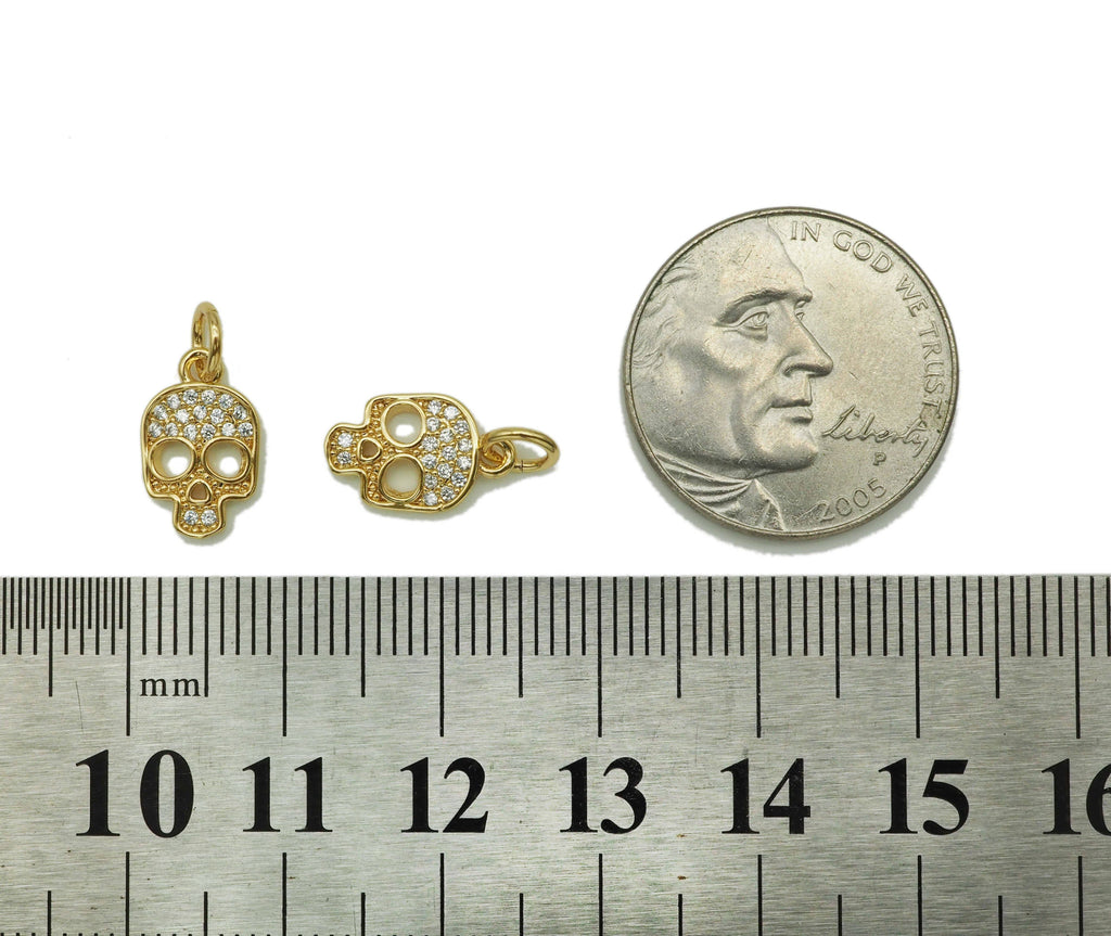 Cubic Zirconia Skull Charm