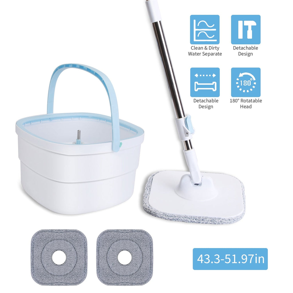 Flat Mop & Dual-Compartment Bucket Set
