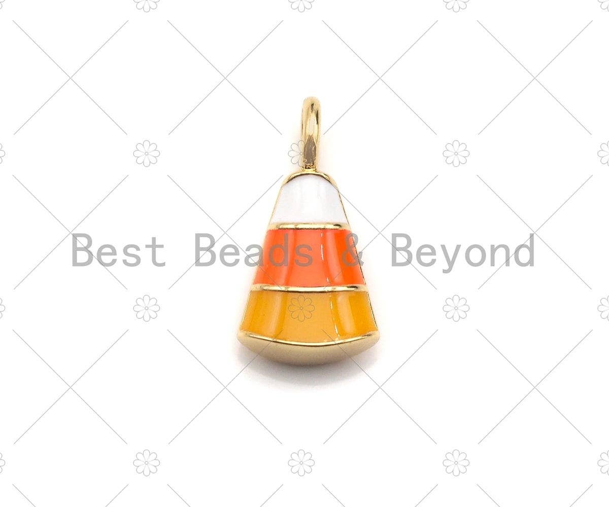 Enamel Candy Corn Charm — 8 × 15 mm