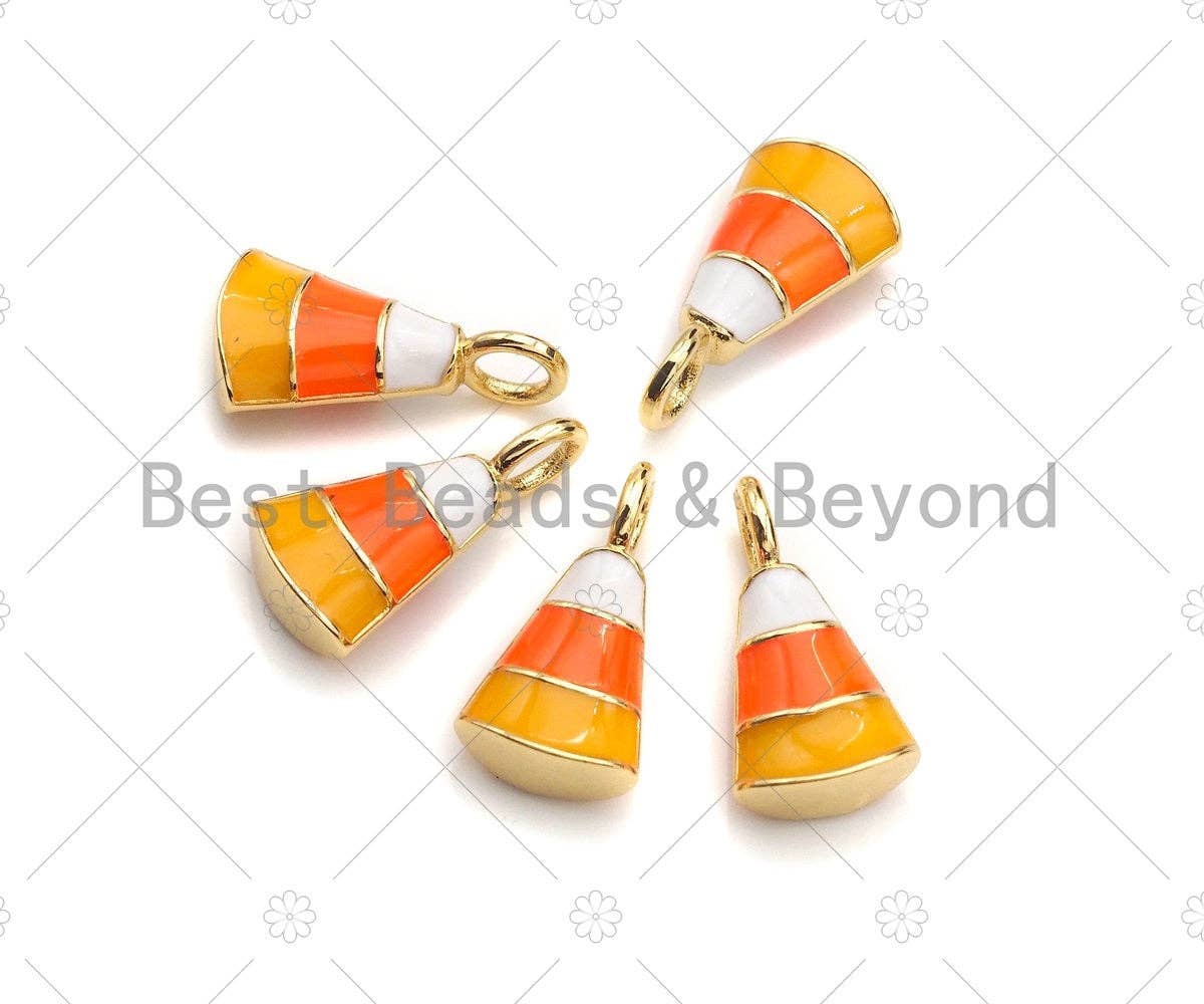Enamel Candy Corn Charm — 8 × 15 mm