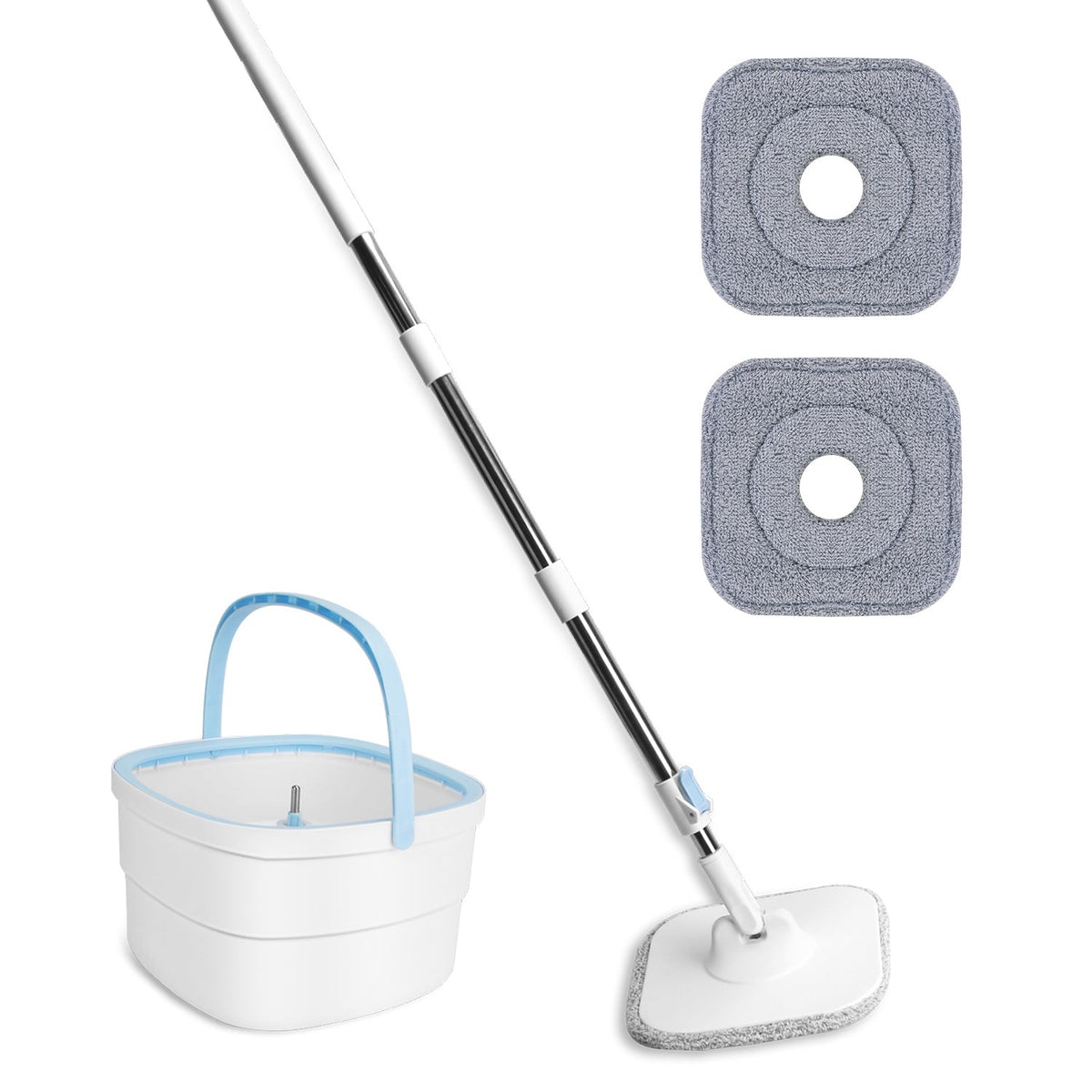 Flat Mop & Dual-Compartment Bucket Set