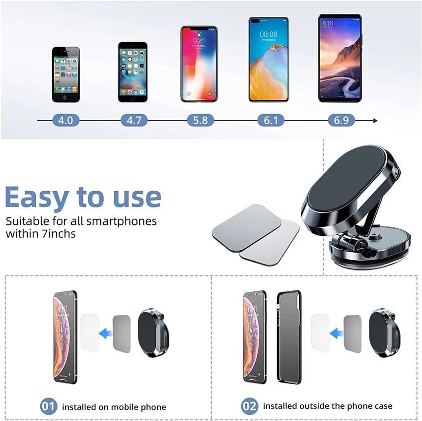 Foldable Magnetic Car Phone Mount