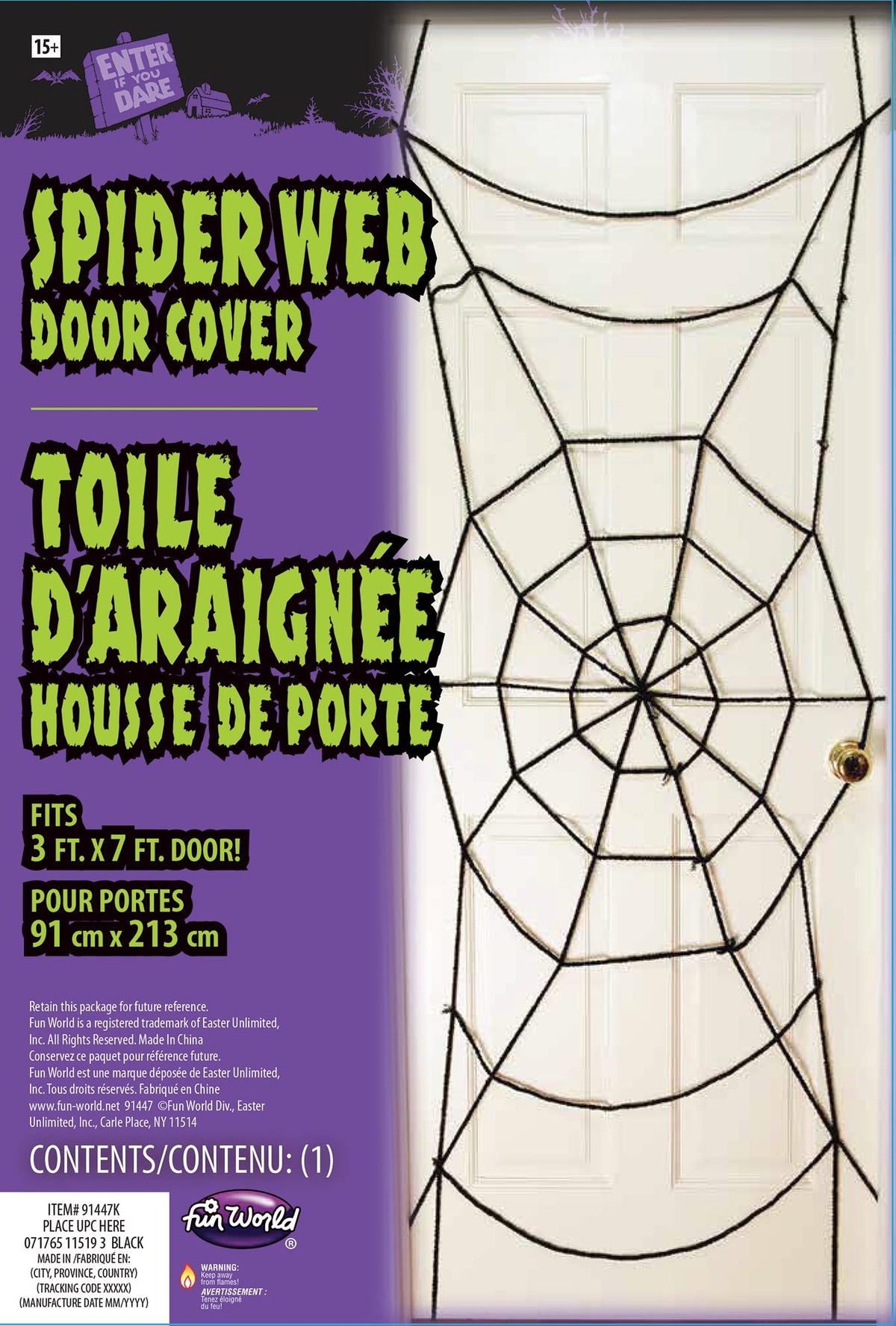 7 Foot Black Spiderweb Door Rope Halloween Decoration
