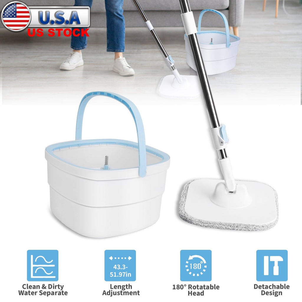 Flat Mop & Dual-Compartment Bucket Set