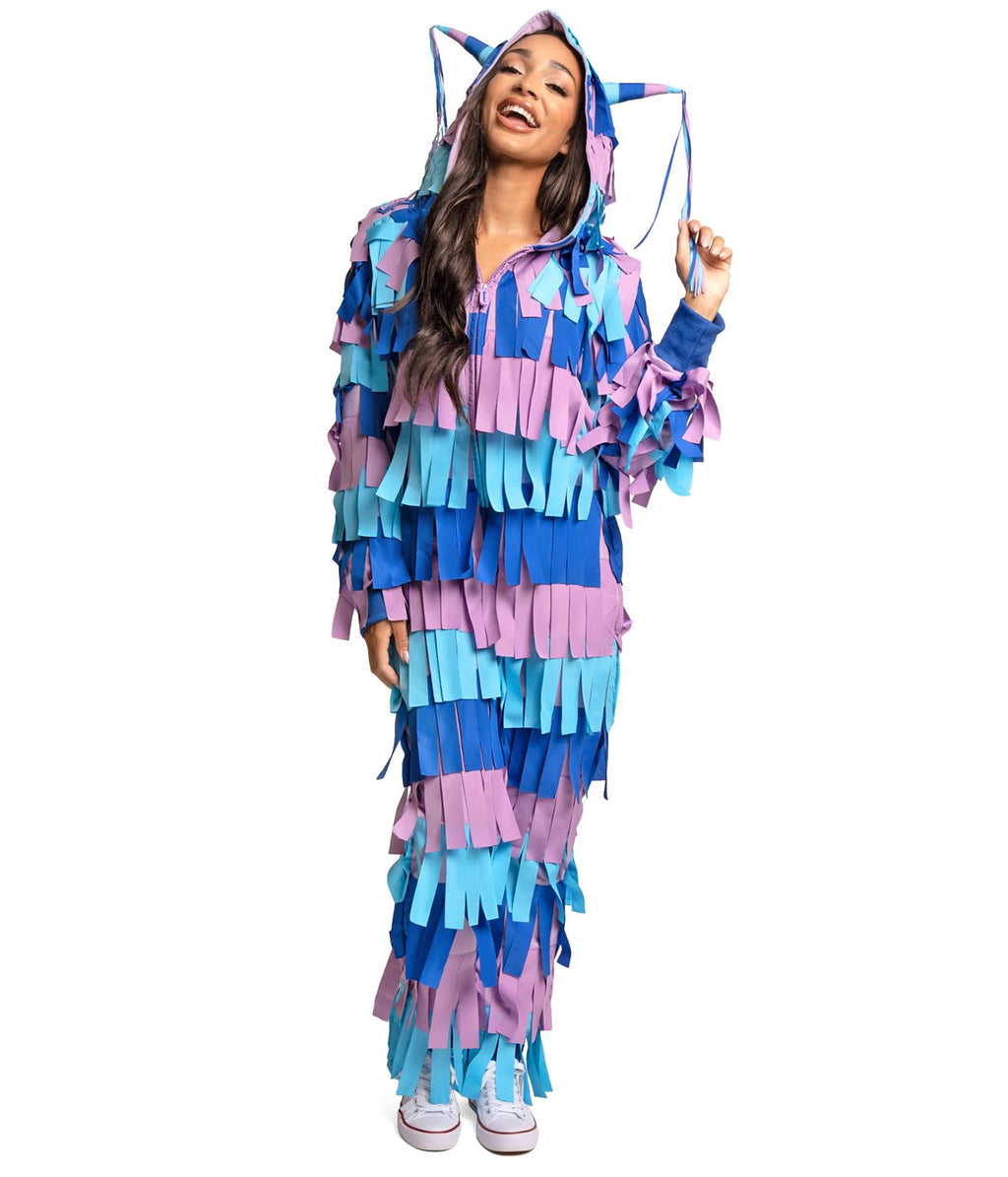 Women's Pinata Jumpsuit Halloween Costume - Bright Multicolored Onesie
