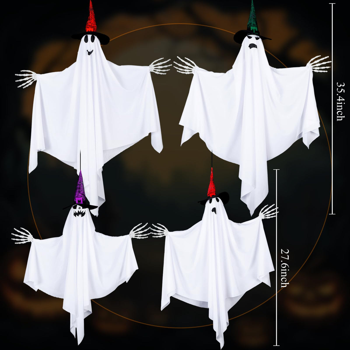 Halloween Hanging Ghost Decorations — Set of 4