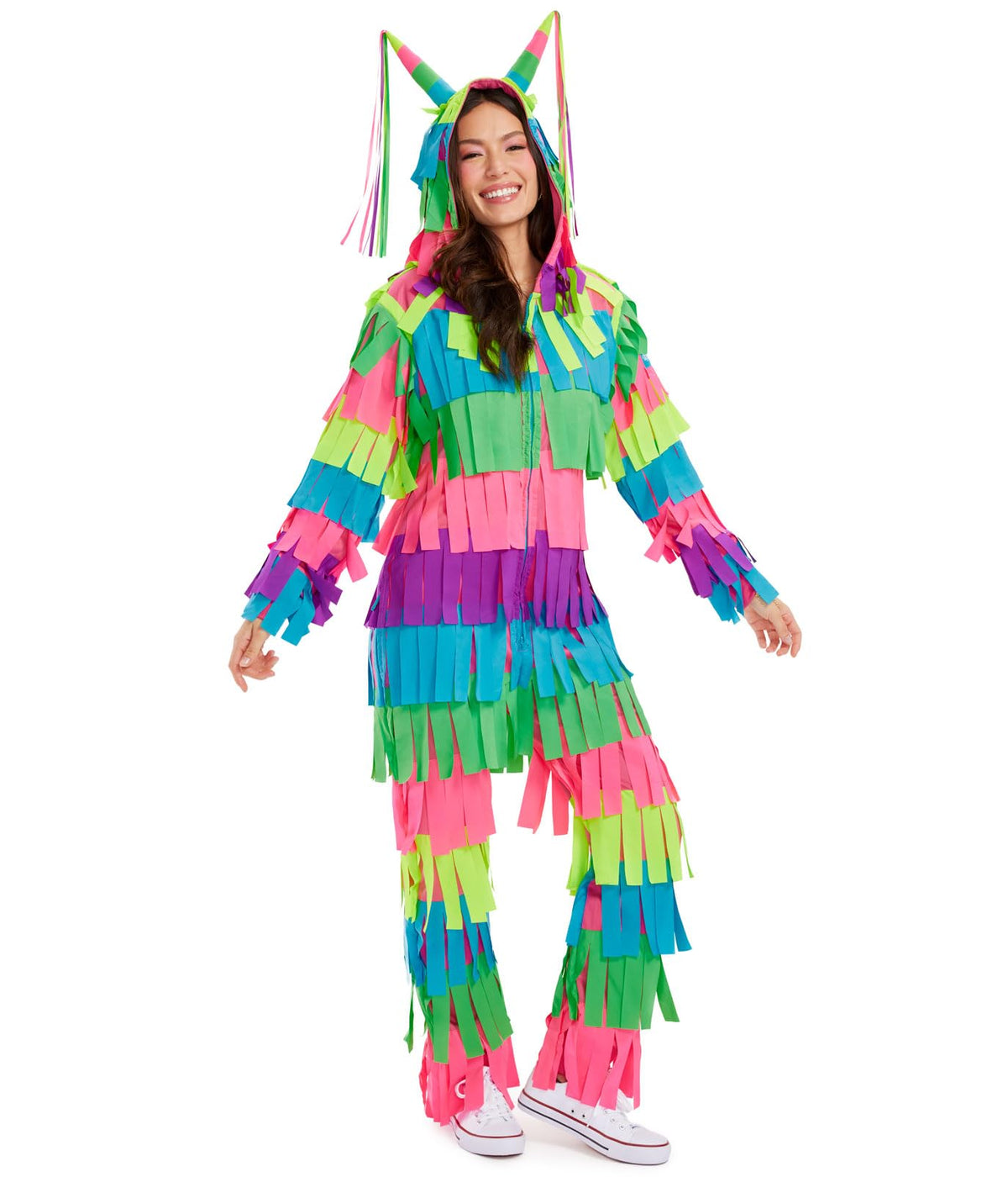 Women's Pinata Jumpsuit Halloween Costume - Bright Multicolored Onesie