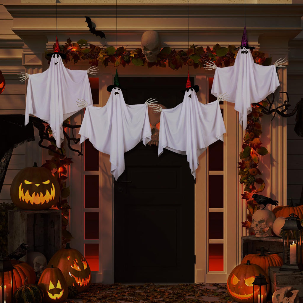 Halloween Hanging Ghost Decorations — Set of 4