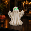 Halloween Ghost Figurine with LED Light Up Eyes - White