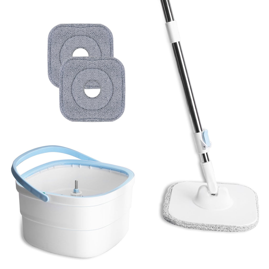 Flat Mop & Dual-Compartment Bucket Set