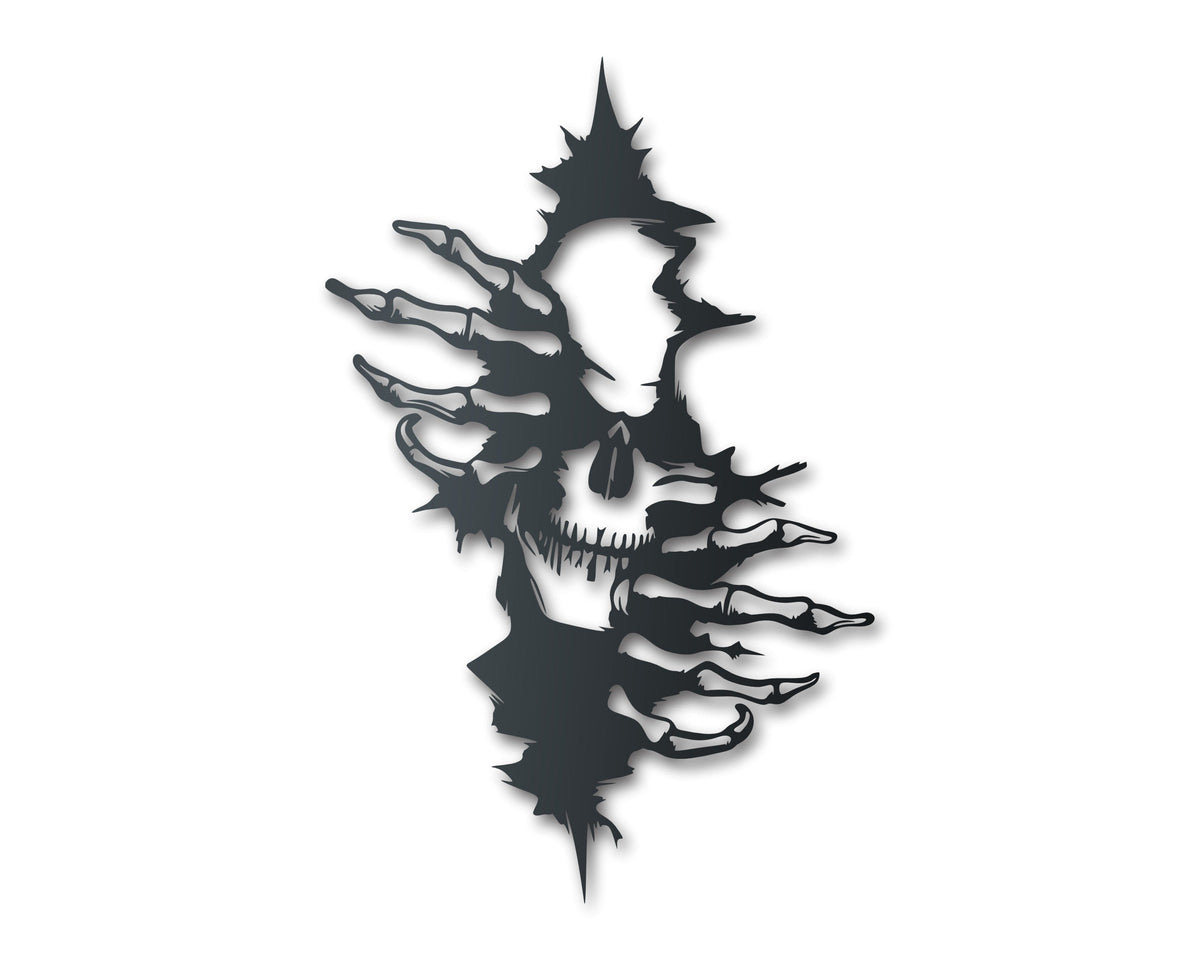 Metal Skull in the Wall Art | Halloween | Indoor Outdoor | Up to 36" | Over 20 Color Options