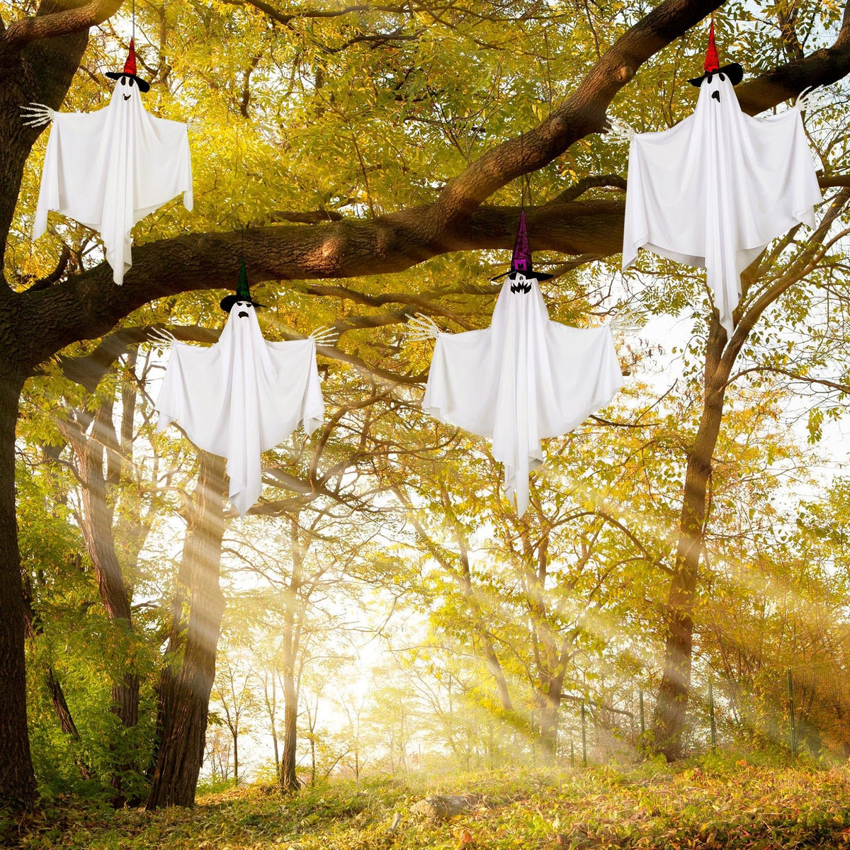 Halloween Hanging Ghost Decorations — Set of 4
