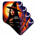 3dRose Classy Witch Woman. Large Moon. Happy Halloween Greeting Card for All - Coasters (cst-378860)