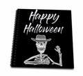 3dRose All Smiles Art - Holidays - Cute Funny Happy Halloween with Distressed Art Seleton Cartoon - Drawing Books (db_325571)