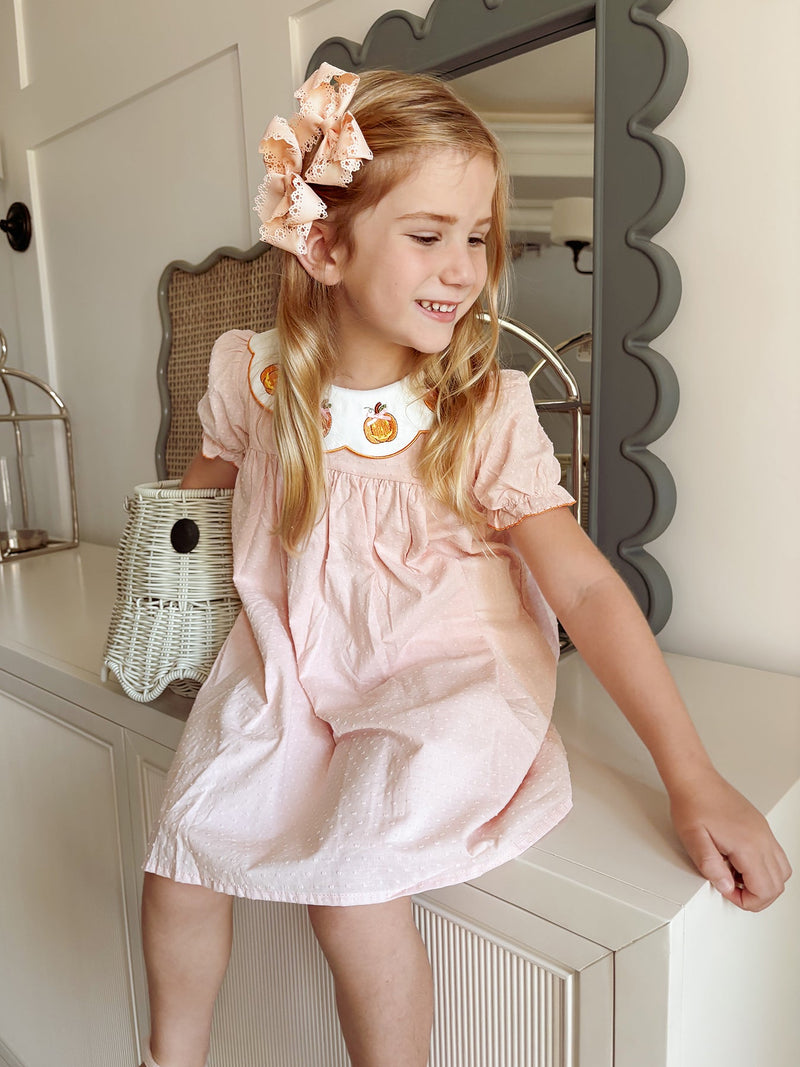 Girls' Pumpkin Puff-Sleeve Dress