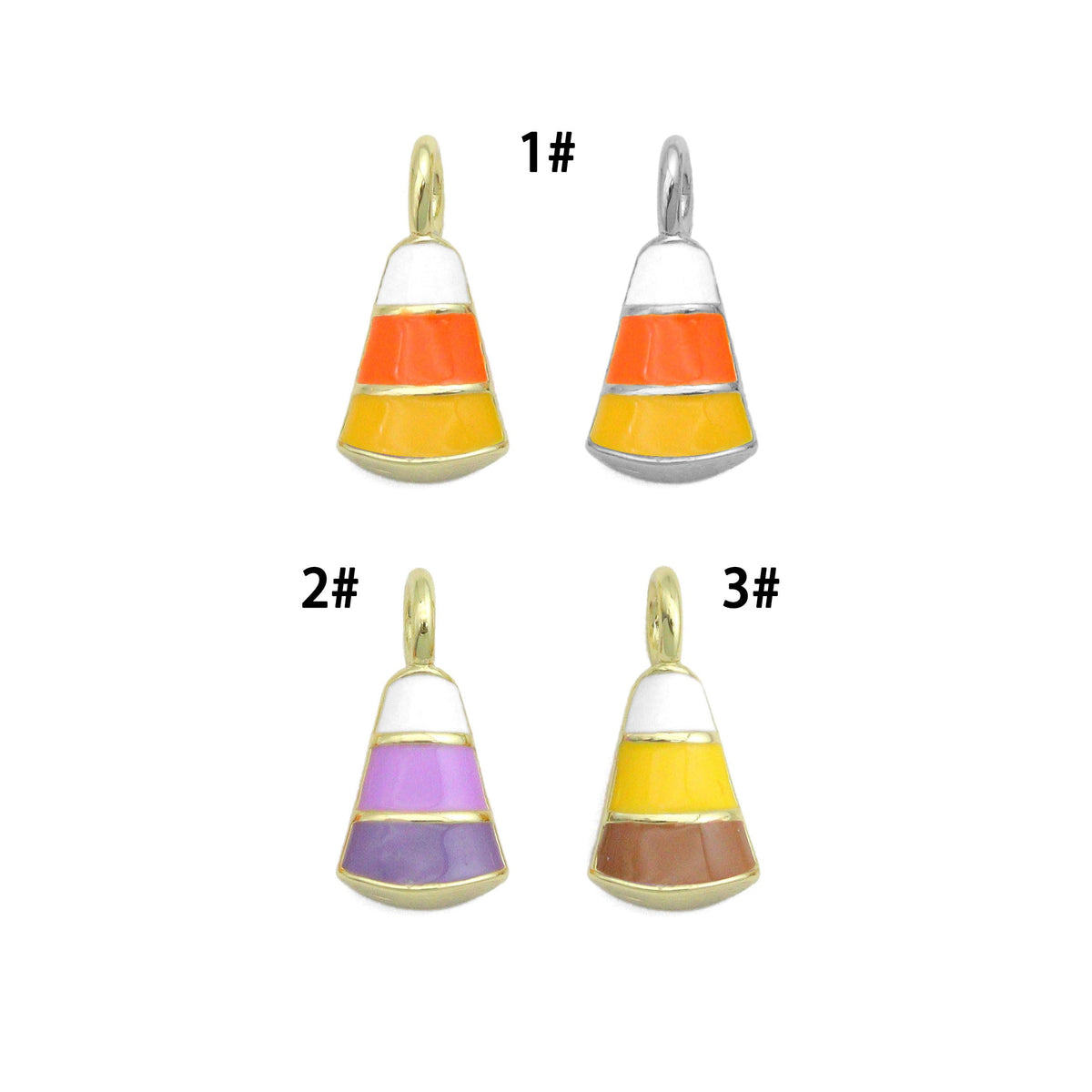 Enamel Candy Corn Charm — 8 × 15 mm