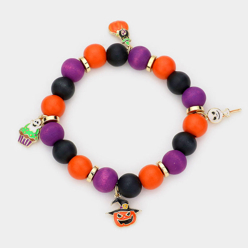 Halloween Wooden Charm Bracelet