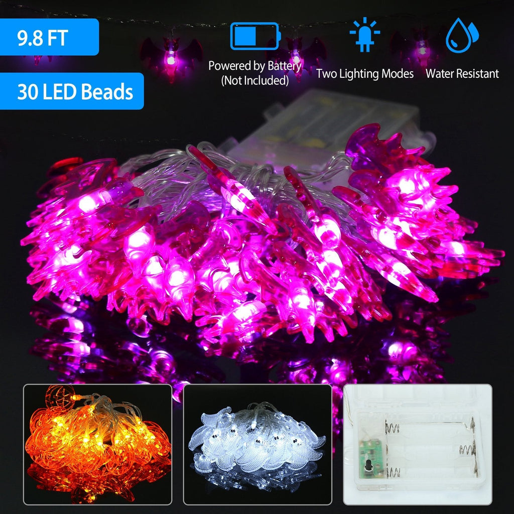 Halloween Ghost String Lights — 30 LEDs, 9.8 ft