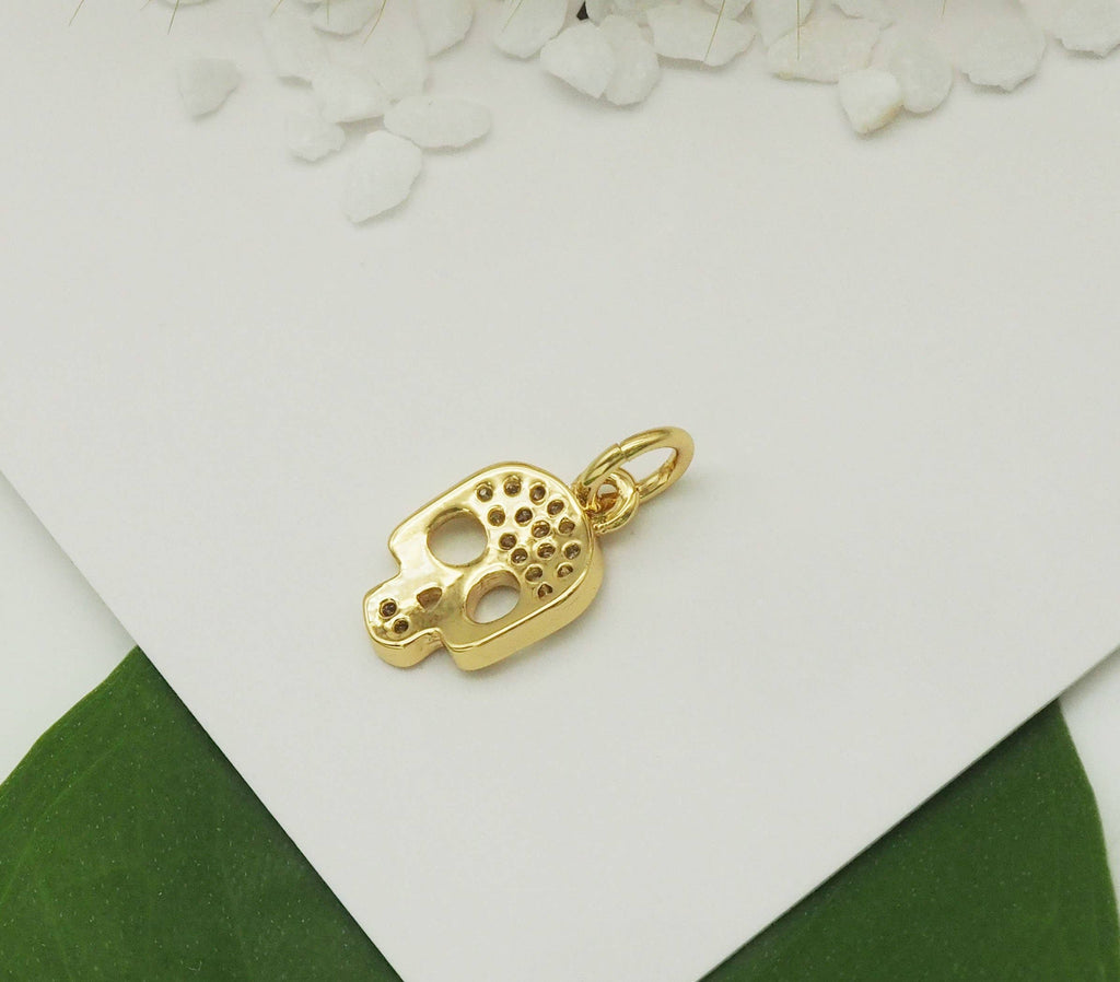 Cubic Zirconia Skull Charm