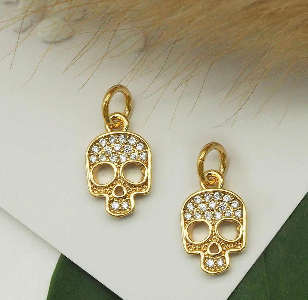 Cubic Zirconia Skull Charm