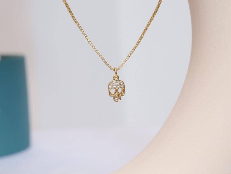 Cubic Zirconia Skull Charm