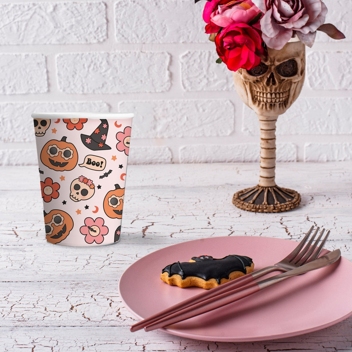 Groovy Halloween Icon Paper Cups