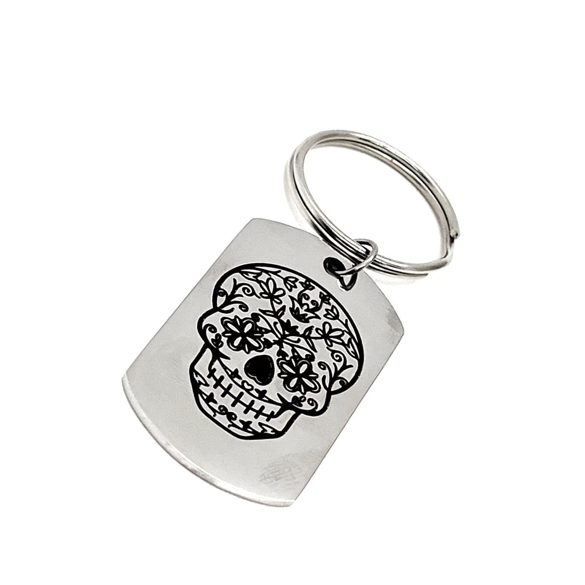 Day Of The Dead Remembrance Gift, Floral Skull Keychain, Day Of The Dead Keychain, Remembrance Keychain, All Saints Day Gift, Halloween Gift