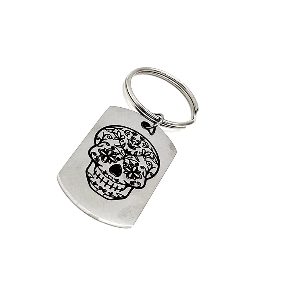 Day Of The Dead Remembrance Gift, Floral Skull Keychain, Day Of The Dead Keychain, Remembrance Keychain, All Saints Day Gift, Halloween Gift