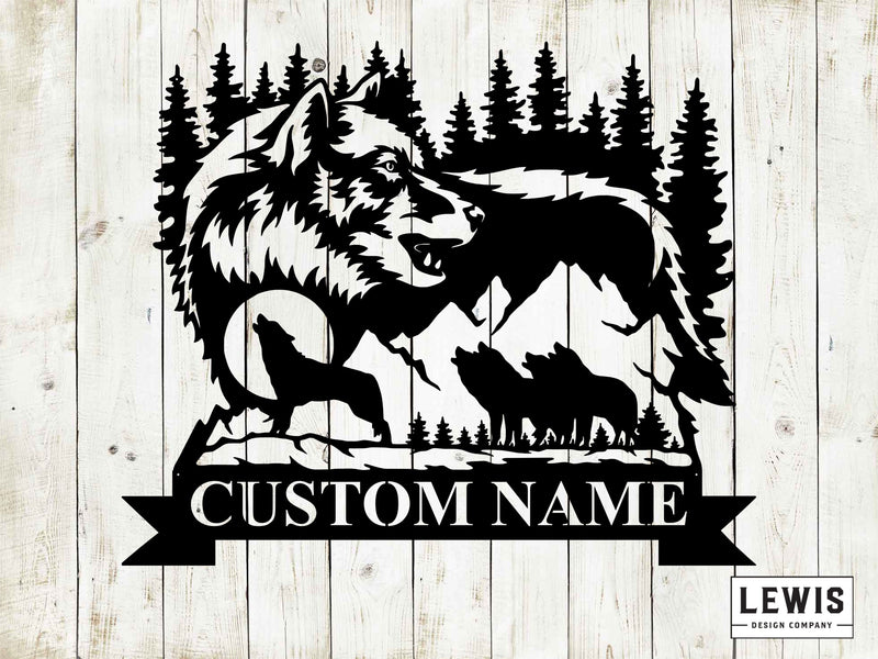 Personalized Wolf Metal Sign