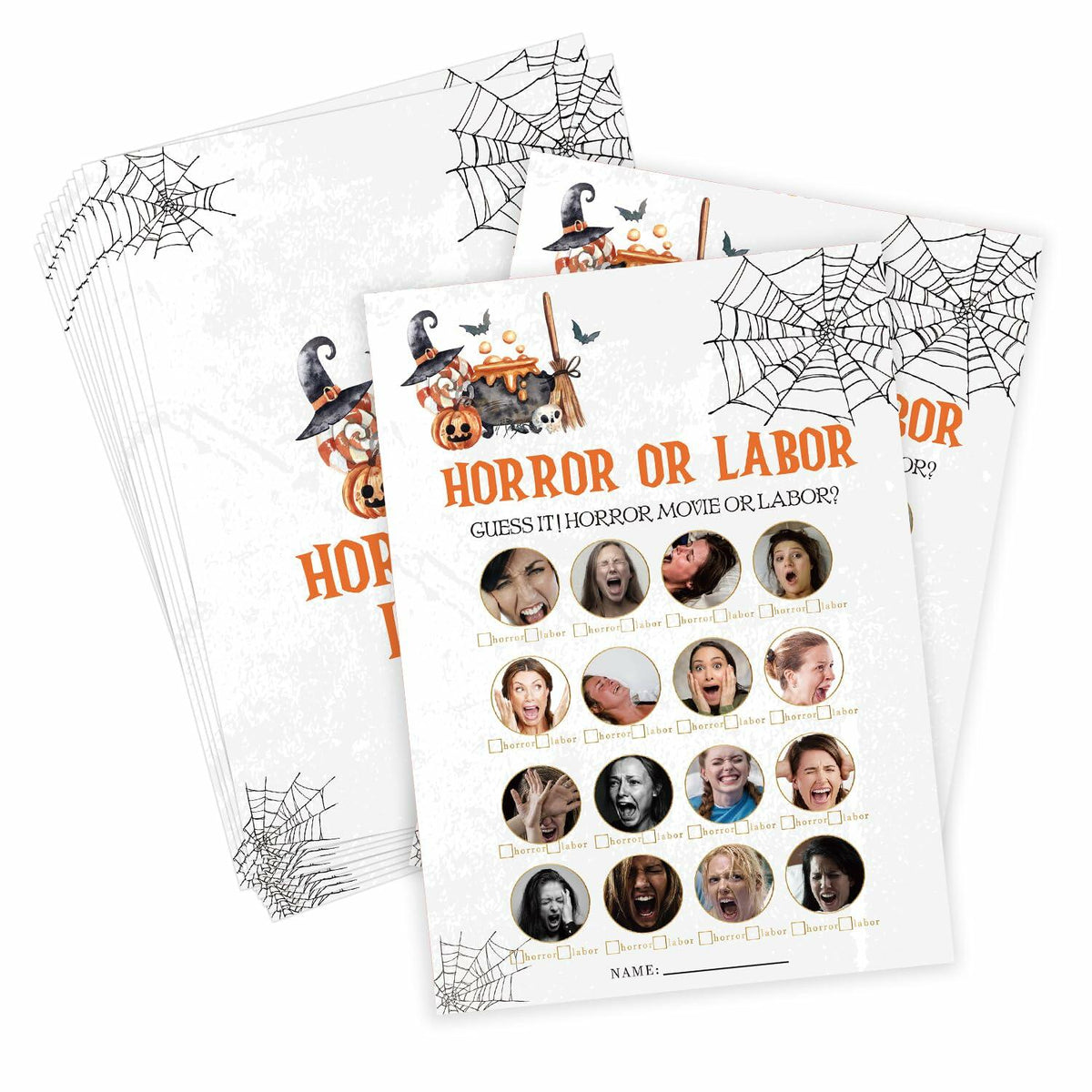 Tuyashua Halloween Horror Labor Game Baby Shower 30 Cards Multicolor WY03