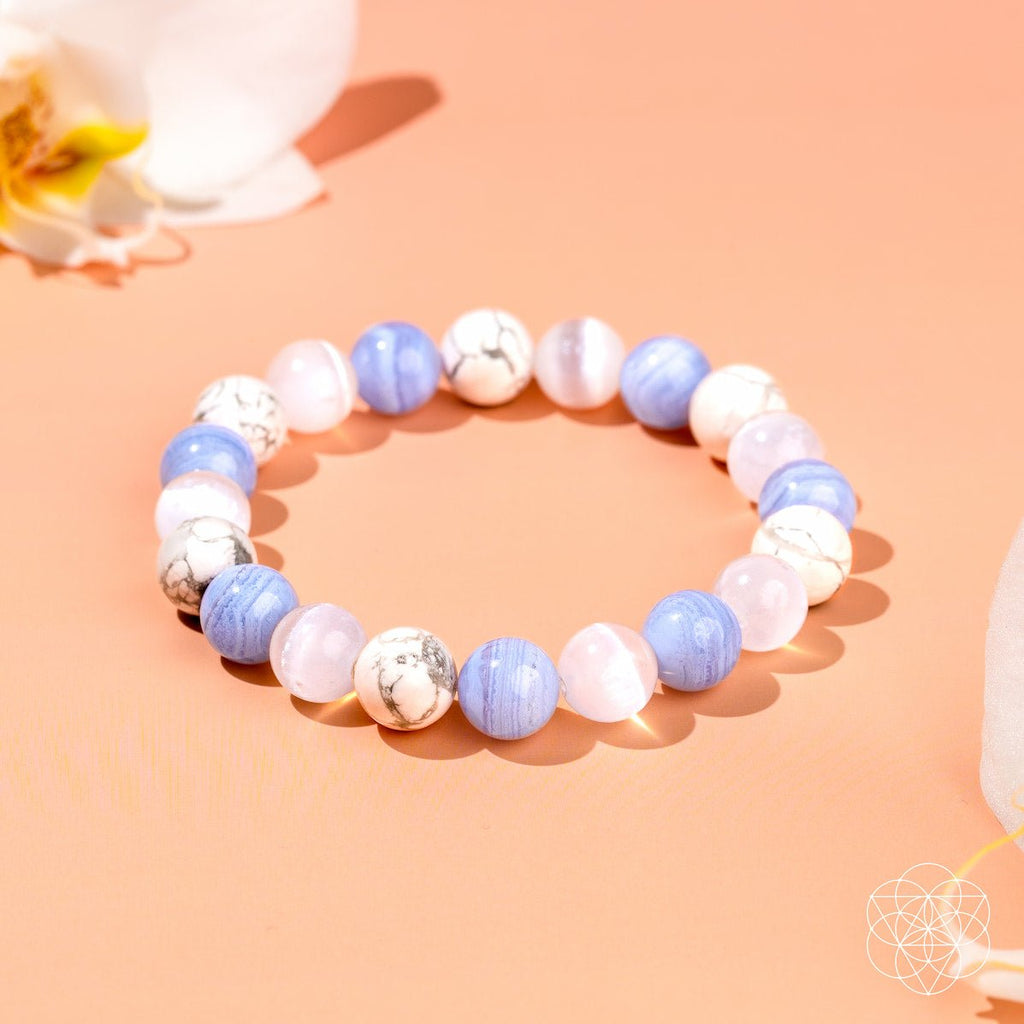 Blue Lace Agate, Howlite & Selenite Bracelet