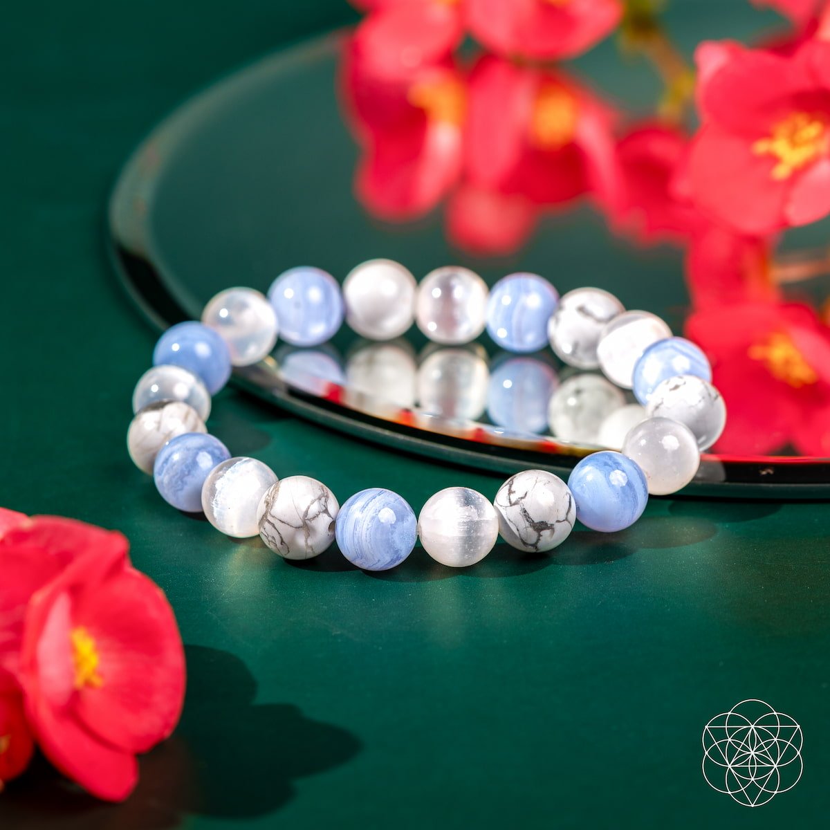 Blue Lace Agate, Howlite & Selenite Bracelet