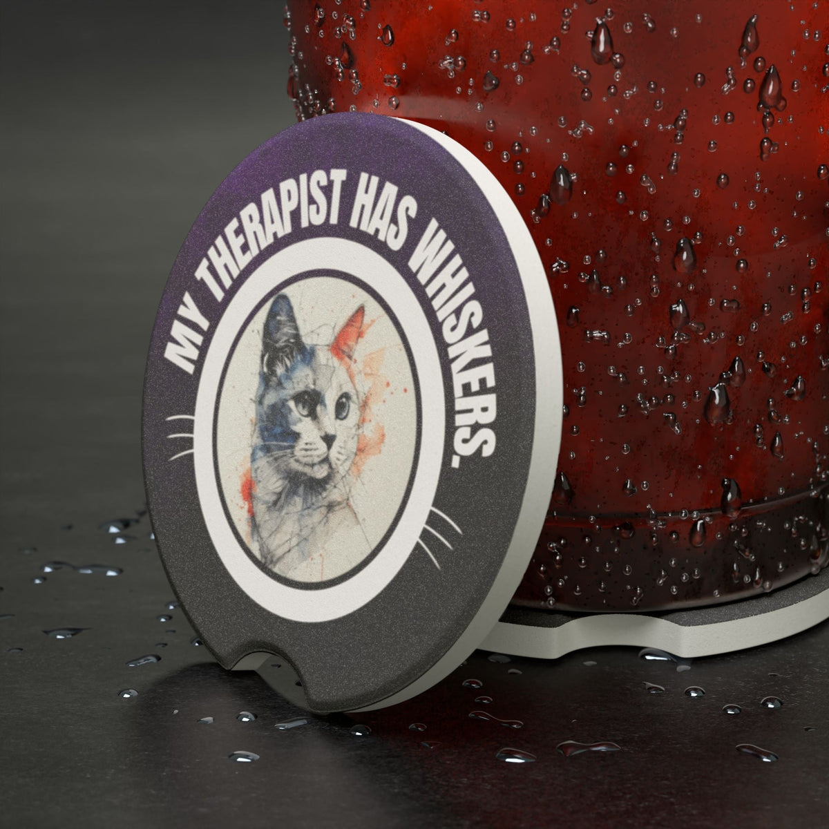 Cat-Design Soapstone Car Coasters